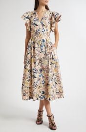 Darya Paisley Floral Flutter Sleeve Cotton Dress at Nordstrom Rack