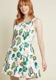 Dashing Darling A-Line Dress in Succulents at ModCloth