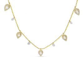 Dashing Diamond Five Station Dangle Pear White Topaz Necklace by Brevani at Color Merchants