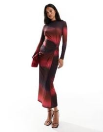 Daska high neck maxi dress in dark ombre print at ASOS