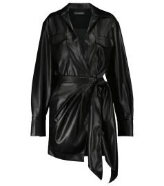 David Koma - Faux leather shirt dress at Mytheresa