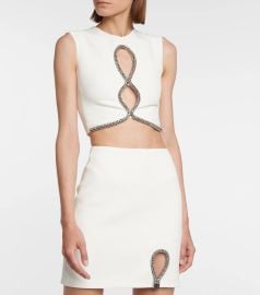 David Koma Crystal Embellished Crepe Top at Forward