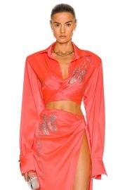 David Koma Crystal Flower Wrap Top at FWRD