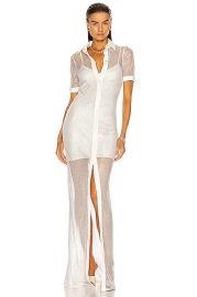 David Koma Crystal Mesh Snap Dress with Slip in White FWRD at FWRD