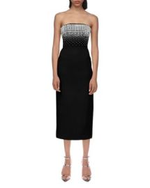 David Koma Embellished Strapless Midi Sheath Dress Bloomingdales at Bloomingdales