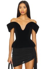 David Koma Off Shoulder Velvet Top In Black at Revolve