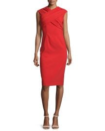 David Meister Cap-Sleeve Crisscross Sheath Dress at Neiman Marcus