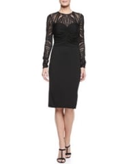 David Meister Deco Lace Jersey Dress at Neiman Marcus