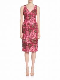 David Meister Double V-Neck Embroidered Cocktail Dress at Saks Off 5th