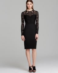 David Meister Dress - Tattoo Sleeve Ruched Bodice Jersey Sheath at Bloomingdales