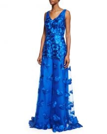 David Meister Floral Applique Gown at Neiman Marcus