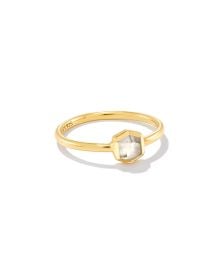 Davie 18k Gold Vermeil Band Ring in Clear Rock Crystal Kendra Scott at Kendra Scott