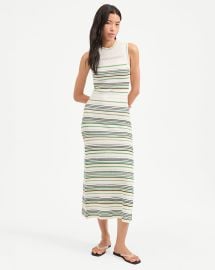Dawna Knit Maxi Dress in Green amp White Stripes Off-White Multi at Veronica Beard