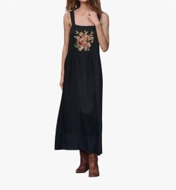Day Dress With Bouquet Floral Embroidery In Black at Shop Simon