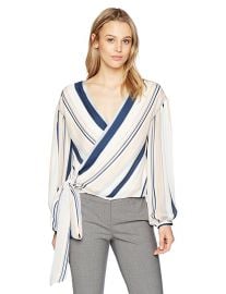 Daya Blush Striped Wrap Blouse by Ramy Brook at Amazon