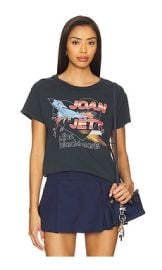 Daydreamer Joan Jett Fighter Reverse Girlfriend Tee In Vintage Black at Revolve