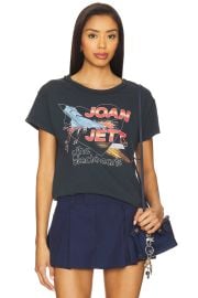 Daydreamer Joan Jett Fighter Reverse Girlfriend Tee In Vintage Black at Revolve