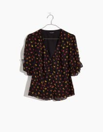 Daylight tie sleeve top in feline floral at Madewell