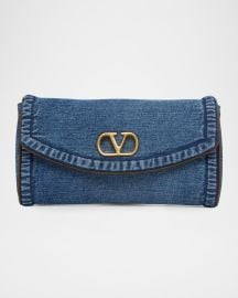 DeVain Small Denim VLogo Shoulder Bag at Neiman Marcus