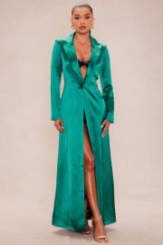 Deana Satin Maxi Blazer - Hunter Fashion Nova at Fashion Nova