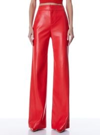 Deanna High Waisted Vegan Leather Bootcut Pant In Bright Poppy Alice And Olivia at Alice + Olivia