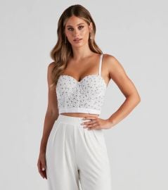 Dearly Beloved Beaded Pearl And Rhinestone Bustier at Windsor