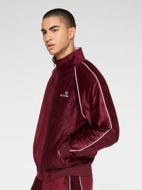 Debossed Velour Track Jacket-Grape Wine Sergio Tacchini at Sergio Tacchini