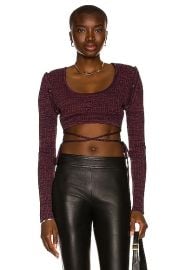 Deconstruct Long Sleeve Knit Tie Crop Top at FWRD