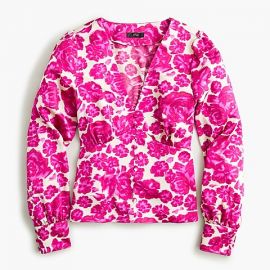 Deep V-neck button-front top in shaded floral by J. Crew at J. Crew