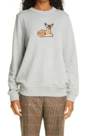 Deer Appliqué Stretch Cotton Sweatshirt at Nordstrom