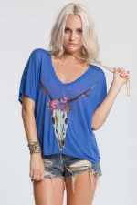 Deer skull flowers tee by Chaser at The Trend Boutique