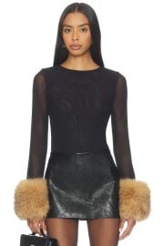 Delaina Crop Top With Removeable Faux Fur Cuff at Revolve