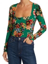 Delaina Floral Long-Sleeve Crop Top at Saks Fifth Avenue