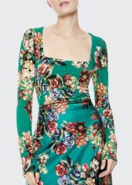 Delaina Floral Square-Neck Crop Top at Bergdorf Goodman