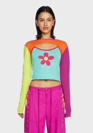 Delia39s Colorblock Intarsia Daisy Knit Tank And Shrug Set - Multi Dolls Kill at Dolls Kill