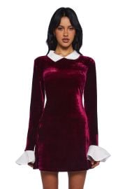 Delia39s Velvet A-Line Collared Mini Dress - Red Dolls Kill at Dolls Kill