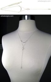 Delicate Moonstone Lariat Necklace at Arte Designs