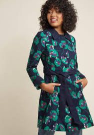 Delightful Direction Floral Coat in Navy at ModCloth