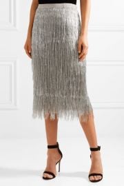 Delilah metallic fringed midi skirt rachel zoe at Net A Porter