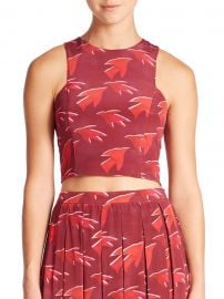 Delphine Sparrow-Print Silk Crop Top at Saks Off 5th