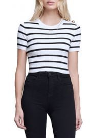 Delphine Stripe Short Sleeve Sweater at Nordstrom