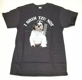 Delta Pro Weight Mens Medium Gray Short Sleeve Graphic T-Shirt quotI Shih Tzu Notquot at eBay