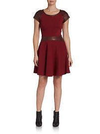 Delyse leather combo dress at Saks Off 5th