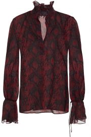 Demi ruffle-trimmed snake-print silk-chiffon blouse at The Outnet