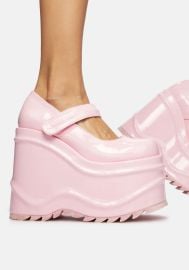 Demonia Pink Take A Risk Platform Mary Janes Dolls Kill at Dolls Kill