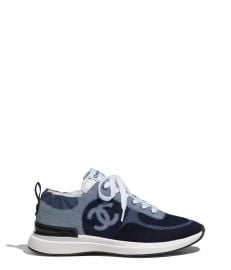 Denim  Suede Calfskin Blue Sneakers at CHANEL