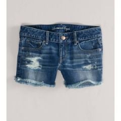 Denim Destroyed Midi Shorts at American Eagle