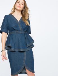 Denim Dress with Peplum Detail at Eloquii