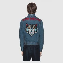 Denim Jacket with Embroideries by Gucci at Gucci