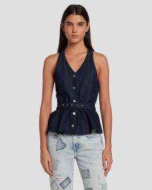 Denim Lustre Tailored Vest in Dark Rinse at 7 For All Mankind